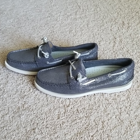Sperry Vida Brushed Silver Metallic Boat Shoes - Picture 10 of 15